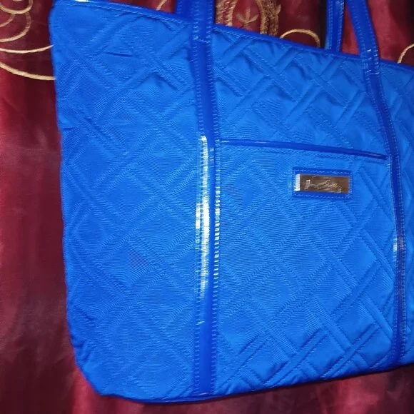 Vera Bradley Microfiber Purse Cobalt Blue Tote - Picture 3 of 10